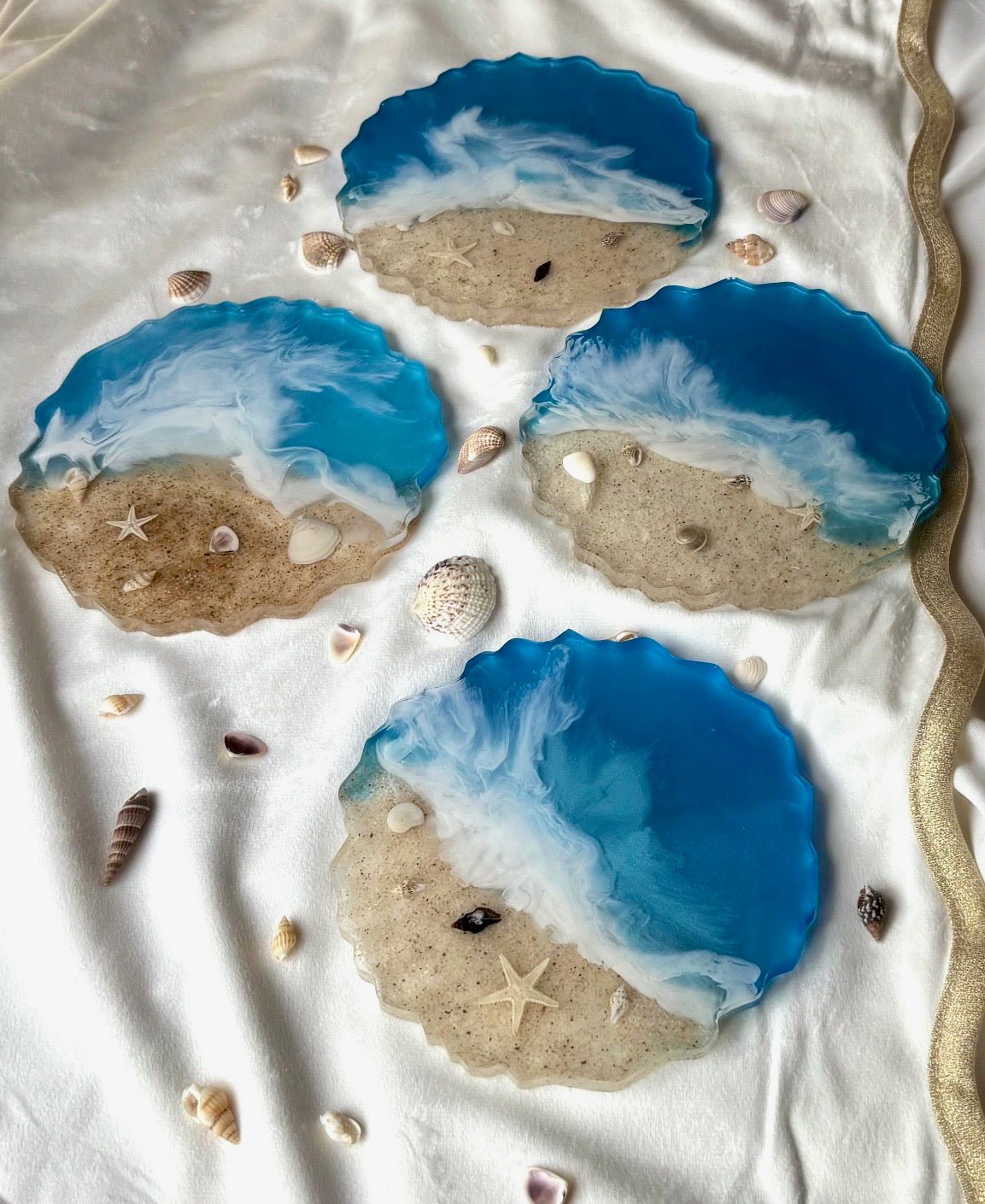 Resin beach coasters