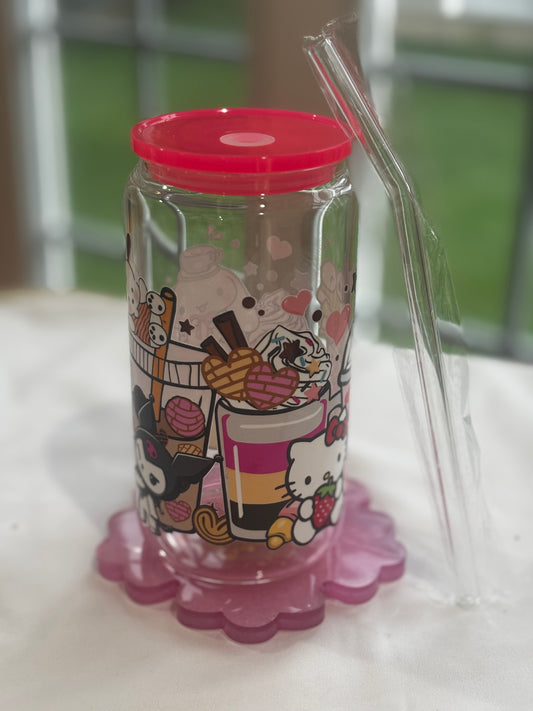 Iced Coffee Casecito y chime animated Glass Cup