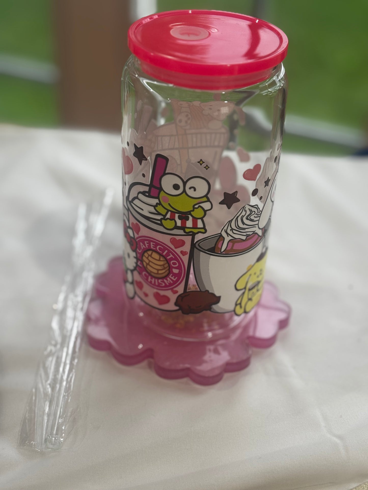 Iced Coffee Casecito y chime animated Glass Cup
